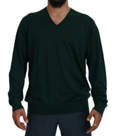 Dolce & Gabbana Green Cashmere V-neck Pullover Sweater -   -  Dolce & Gabbana.